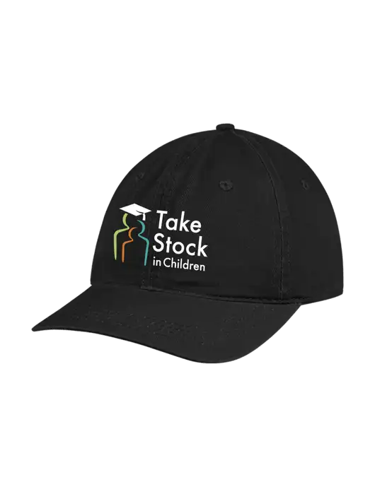 Garment Washed Unstructured Twill Black Cap w/Take Stock in Children Logo