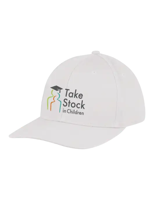 Premium Modern Structured Twill White Snapback Cap w/Take Stock in Children Logo