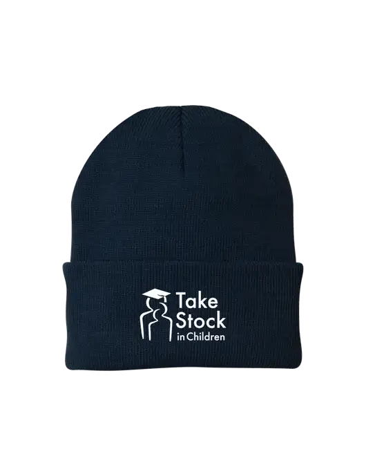 Navy Knit Cap w/Take Stock in Children Logo
