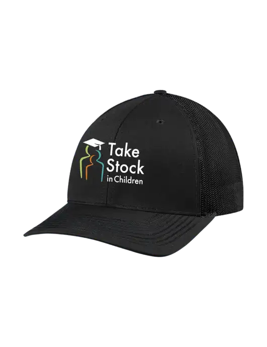 Richardson Adjustable Snapback Original 112 Trucker Cap Black w/Black Mesh w/Take Stock in Children Logo