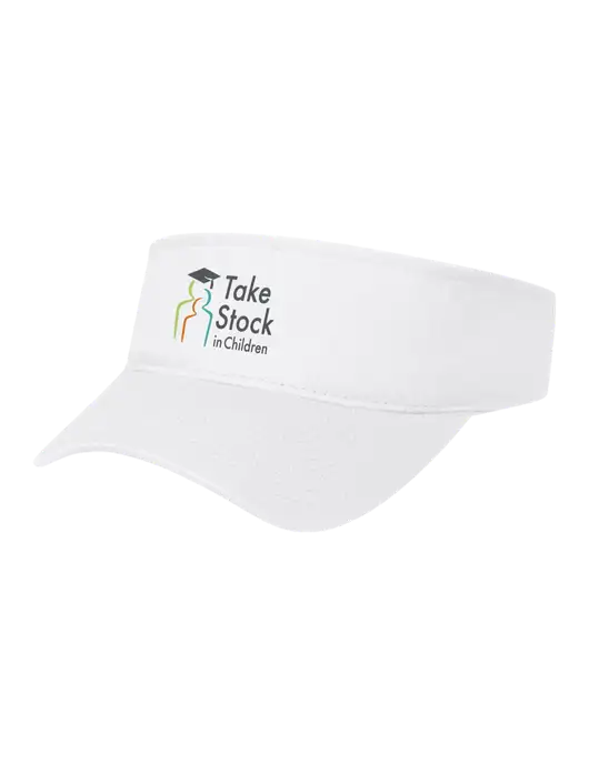 White Cap Visor w/Take Stock in Children Logo