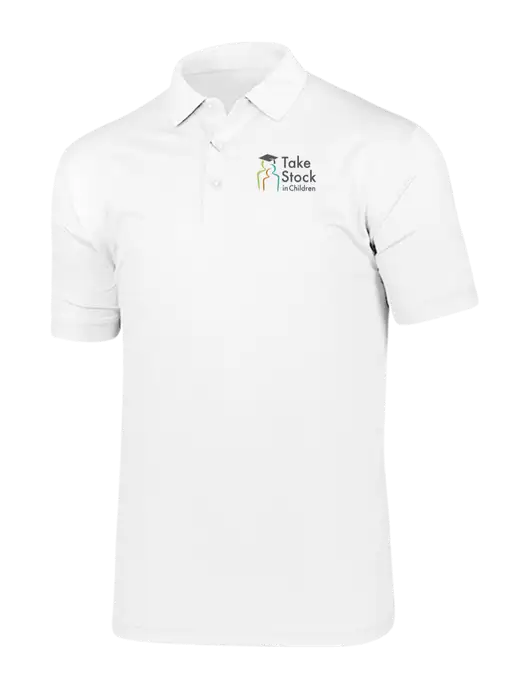 Callaway Vibrant Bright White Ventilated Polo w/Take Stock in Children Logo