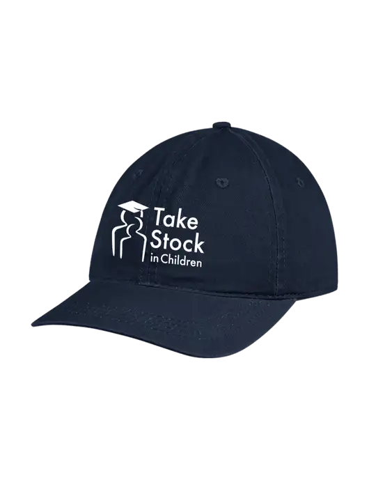 Garment Washed Unstructured Twill Navy Cap w/Take Stock in Children Logo