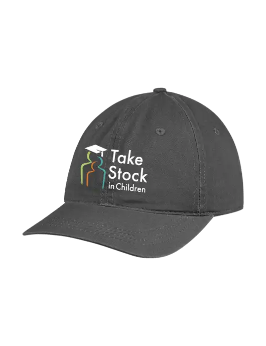 Garment Washed Unstructured Twill Charcoal Cap w/Take Stock in Children Logo