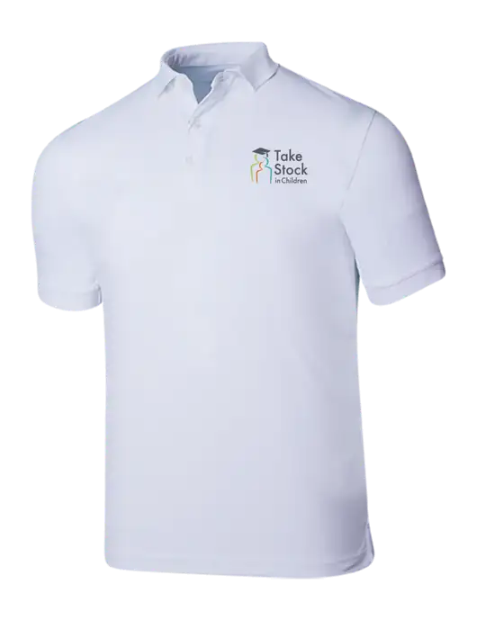 Callaway Ottoman Bright White Polo w/Take Stock in Children Logo