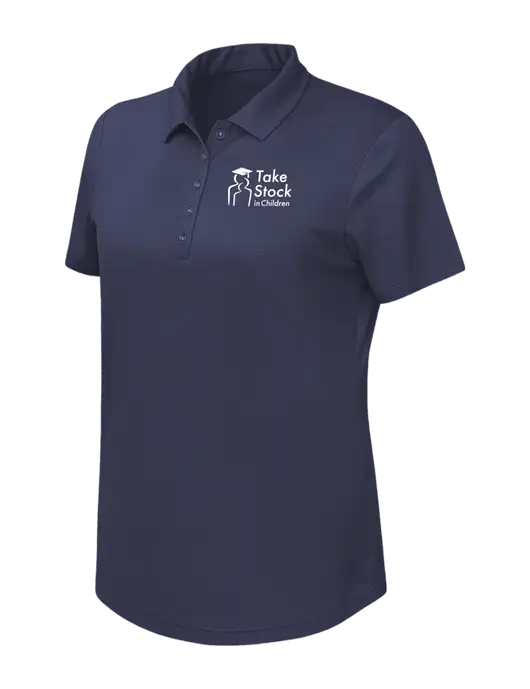 Callaway Womens Birdseye Navy Polo w/Take Stock in Children Logo