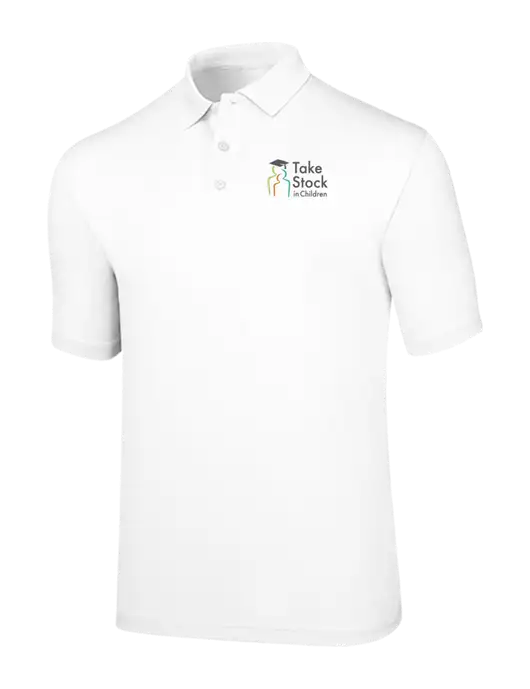 Callaway Opti-Dri White Chev Polo w/Take Stock in Children Logo