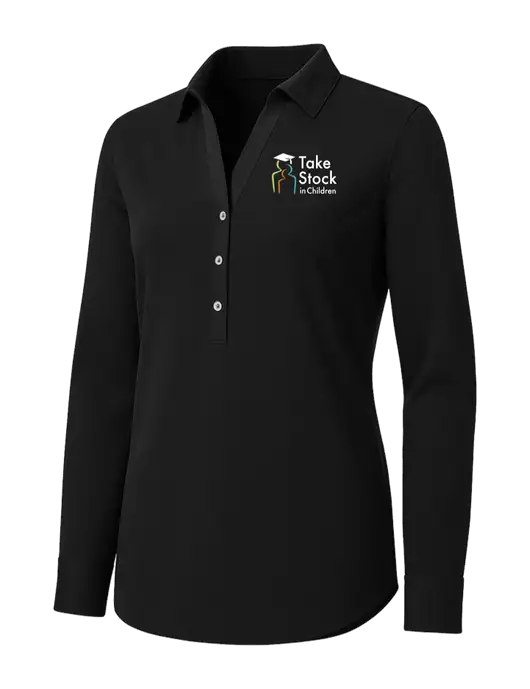 Womens Black City Stretch Shirt w/Take Stock in Children Logo