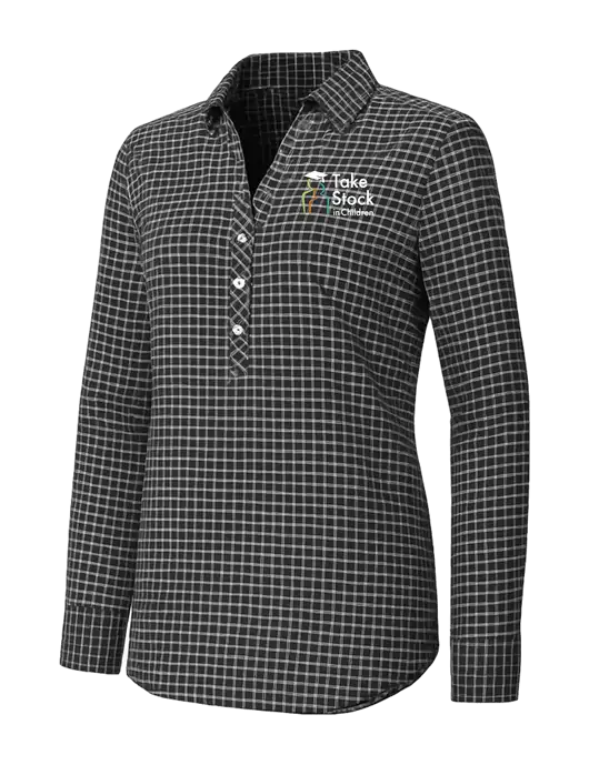 Womens Dark Grey/White City Stretch Shirt w/Take Stock in Children Logo