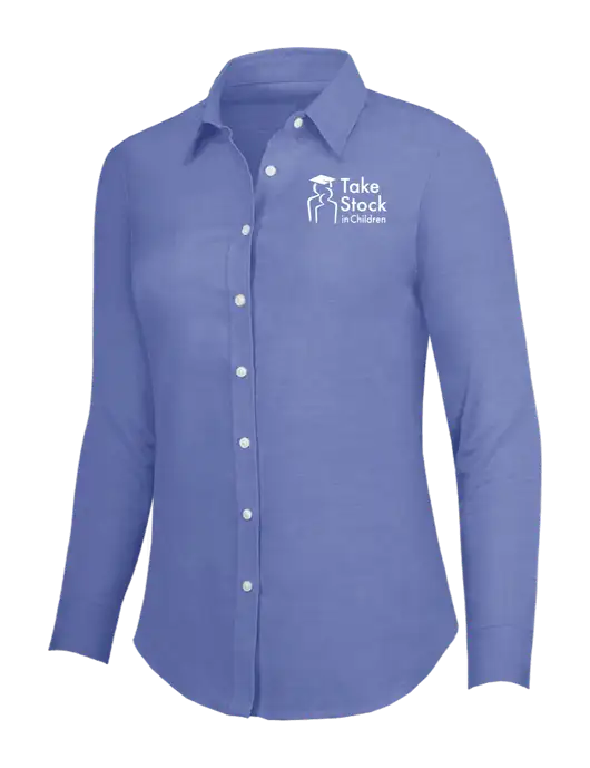 Navy Womens SuperPro Oxford Shirt w/Take Stock in Children Logo