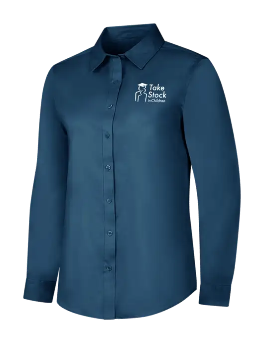 Light Navy Womens Long Sleeve Superpro React Twill Shirt w/Take Stock in Children Logo