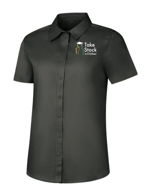 Womens Dark Grey Short Sleeve Superpro React Twill Shirt w/Take Stock in Children Logo