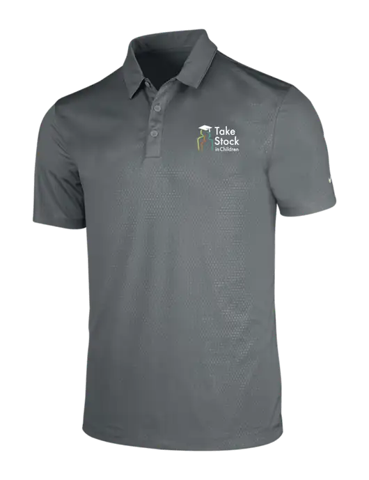 NIKE Medium Grey Dri-Fit Embossed Tri-Blade Polo w/Take Stock in Children Logo