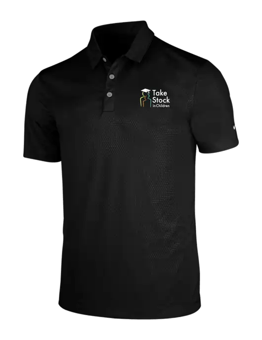 NIKE Black Dri-Fit Embossed Tri-Blade Polo w/Take Stock in Children Logo