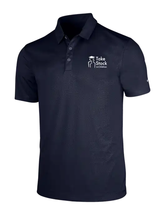 NIKE Dark Navy Dri-Fit Embossed Tri-Blade Polo w/Take Stock in Children Logo