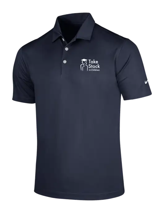 NIKE Dark Navy Dri-Fit Vertical Mesh Polo w/Take Stock in Children Logo