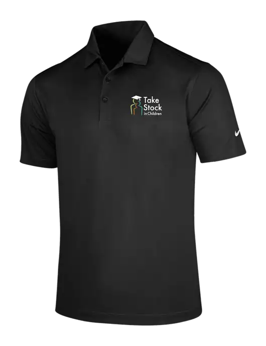 NIKE Black Dri-Fit Vertical Mesh Polo w/Take Stock in Children Logo
