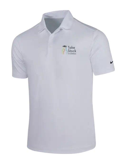 NIKE White Dri-Fit Vertical Mesh Polo w/Take Stock in Children Logo