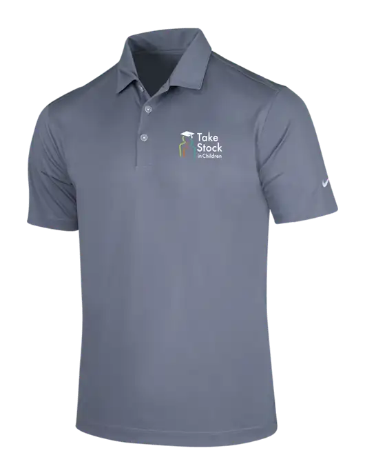 NIKE Medium Grey Dri-Fit Vertical Mesh Polo w/Take Stock in Children Logo