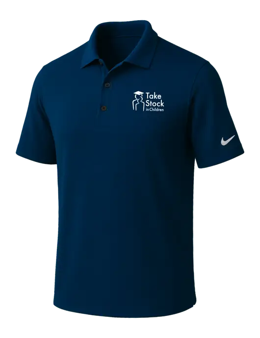NIKE Navy Dri-Fit Micro Pique Polo w/Take Stock in Children Logo