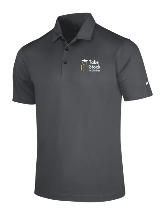 NIKE Dark Grey Dri-Fit Vertical Mesh Polo w/Take Stock in Children Logo