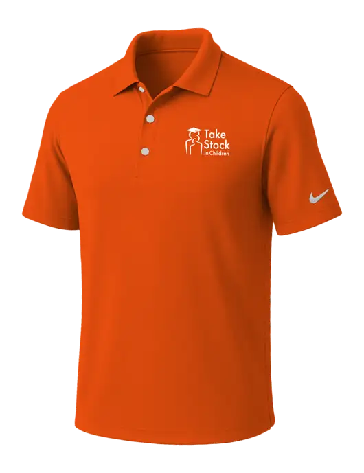 NIKE Orange Dri-Fit Micro Pique Polo w/Take Stock in Children Logo