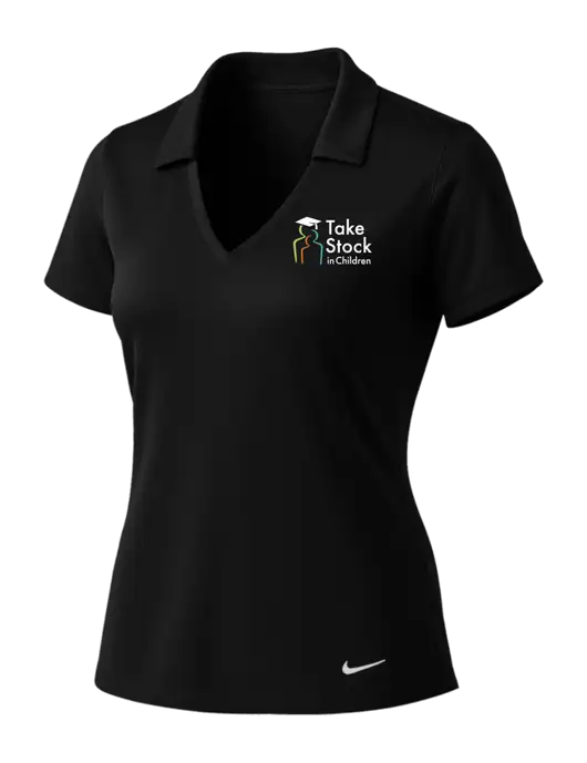 NIKE Black Womens Dri-Fit Vertical Mesh Polo w/Take Stock in Children Logo