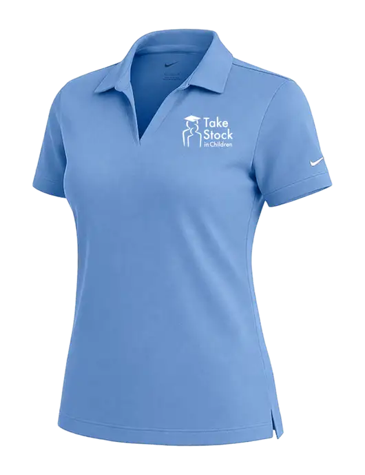 NIKE Carolina Blue Womens Dri-Fit Micro Pique Polo w/Take Stock in Children Logo