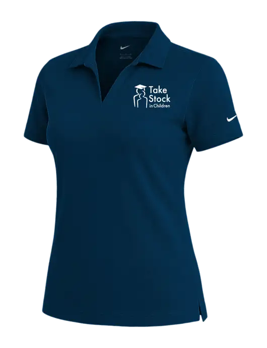 NIKE Navy Womens Dri-Fit Micro Pique Polo w/Take Stock in Children Logo