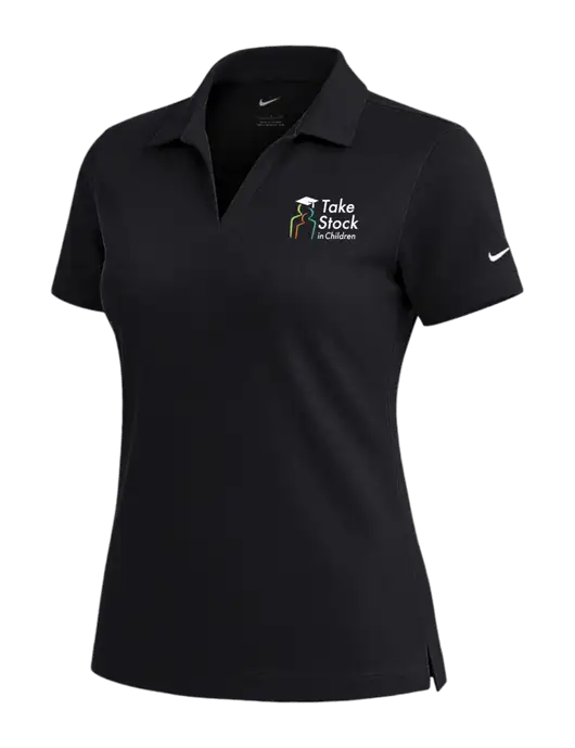 NIKE Black Womens Dri-Fit Micro Pique Polo w/Take Stock in Children Logo