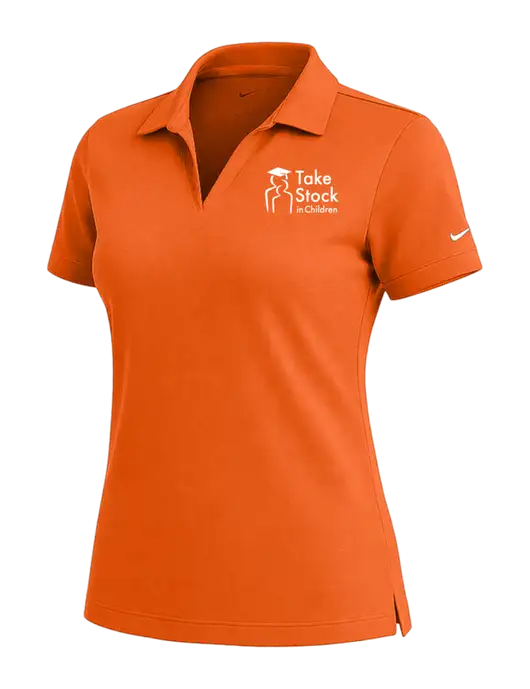 NIKE Orange Womens Dri-Fit Micro Pique Polo w/Take Stock in Children Logo