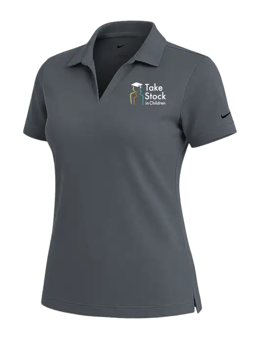 NIKE Dark Grey Womens Dri-Fit Micro Pique Polo w/Take Stock in Children Logo