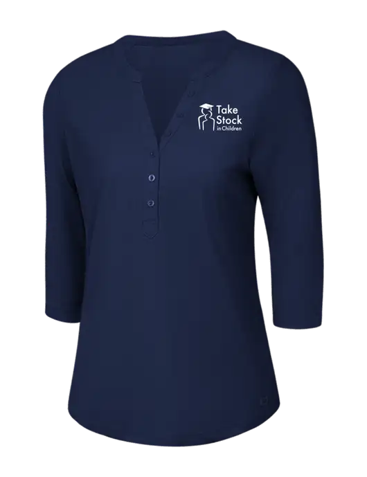 OGIO Navy Jewel Henley w/Take Stock in Children Logo