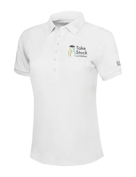 OGIO Womens Bright White Jewel Polo w/Take Stock in Children Logo