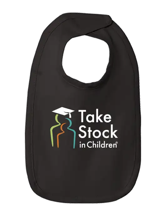 Rabbit Skins Black Infant Premium Jersey Bib w/Take Stock in Children Logo