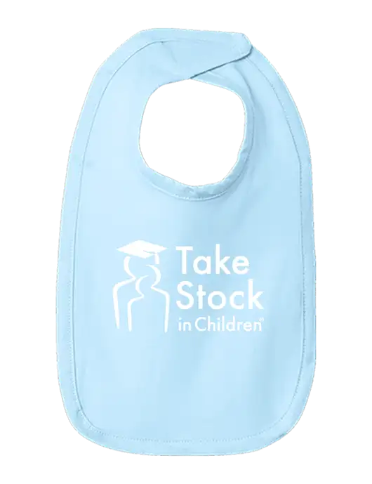 Rabbit Skins Light Blue Infant Premium Jersey Bib w/Take Stock in Children Logo