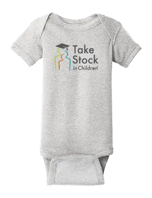 Rabbit Skins Light Grey Heather Infant Short Sleeve Baby Rib Bodysuit w/Take Stock in Children Logo