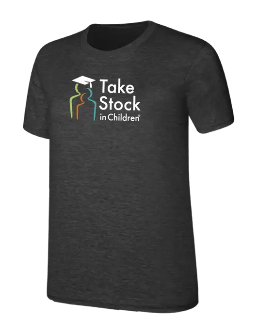 Womens Ring Spun Dark Heather Grey 4.5 oz T-Shirt w/Take Stock in Children Logo