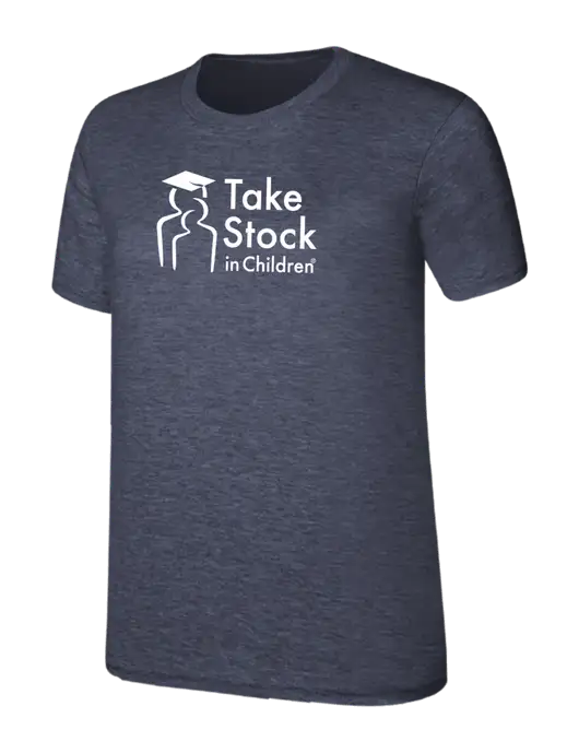 Womens Ring Spun Heather Navy 4.5 oz T-Shirt w/Take Stock in Children Logo