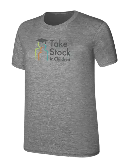 Womens Ring Spun Light Grey Heather 4.5 oz T-Shirt w/Take Stock in Children Logo
