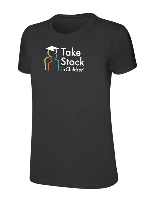 Womens Ring Spun Charcoal 4.5 oz T-Shirt w/Take Stock in Children Logo