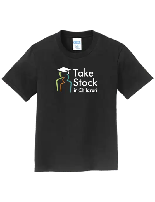 Youth Ring Spun Jet Black 4.5 oz T-Shirt w/Take Stock in Children Logo