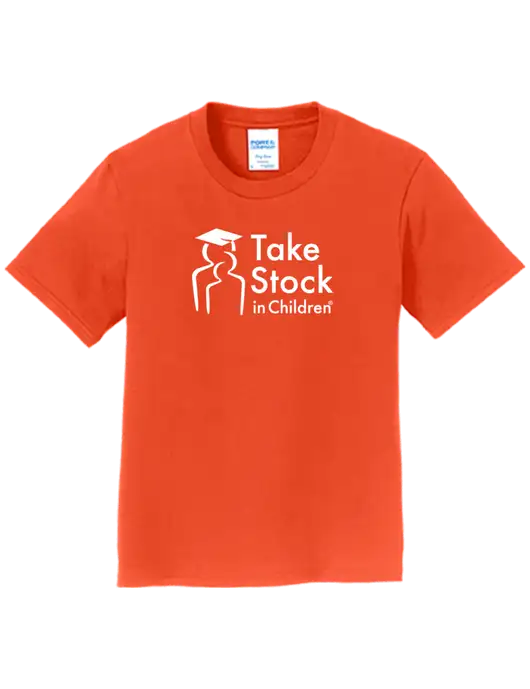 Youth Ring Spun Orange 4.5 oz T-Shirt w/Take Stock in Children Logo