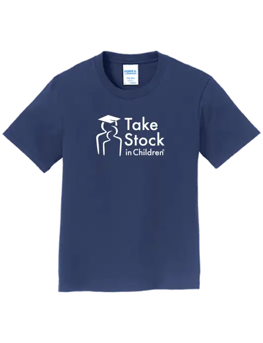 Youth Ring Spun Navy 4.5 oz T-Shirt w/Take Stock in Children Logo
