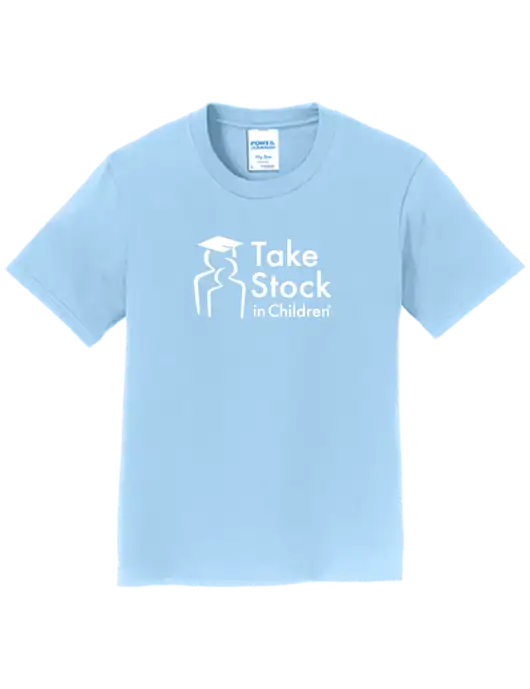 Youth Ring Spun Light Blue 4.5 oz T-Shirt w/Take Stock in Children Logo