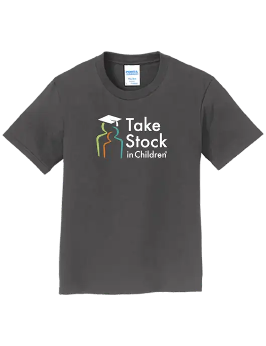 Youth Ring Spun Charcoal 4.5 oz T-Shirt w/Take Stock in Children Logo