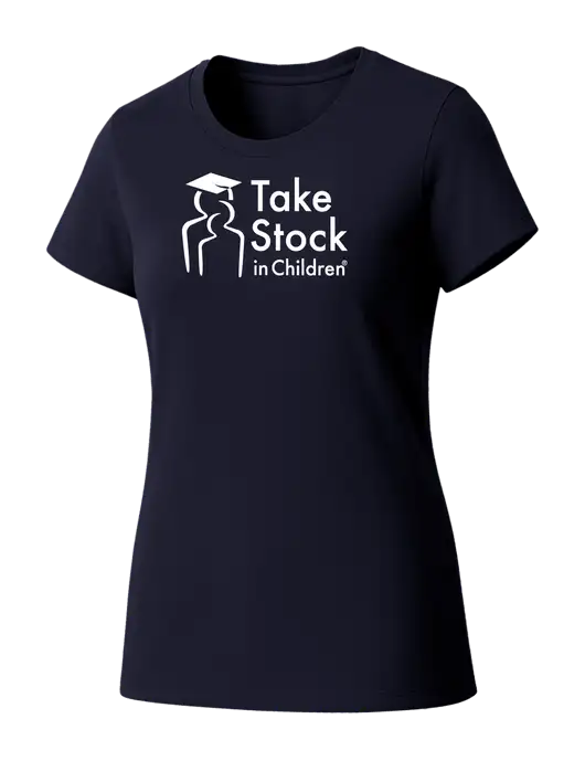 Womens Seriously Soft New Navy T-Shirt w/Take Stock in Children Logo