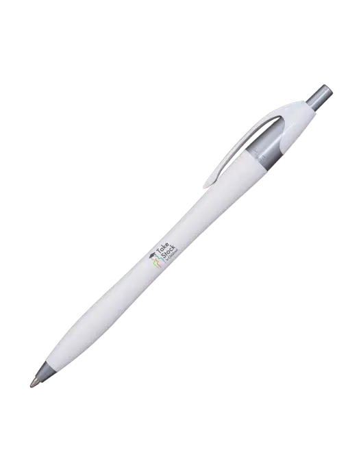 Novella White/Silver Shimmer Pen - Blue Ink w/Take Stock in Children Logo