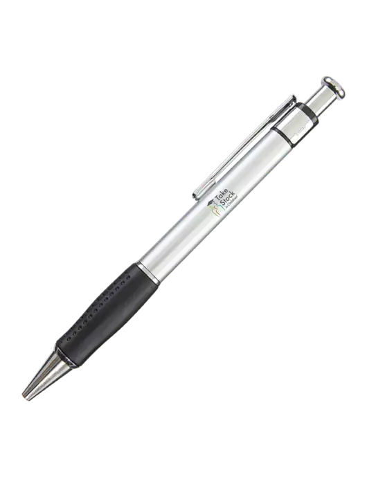 Malta Silver Pen - Black Ink w/Take Stock in Children Logo