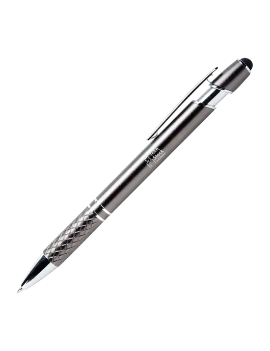 Valencia Gunmetal Stylus Pen - Black Ink w/Take Stock in Children Logo